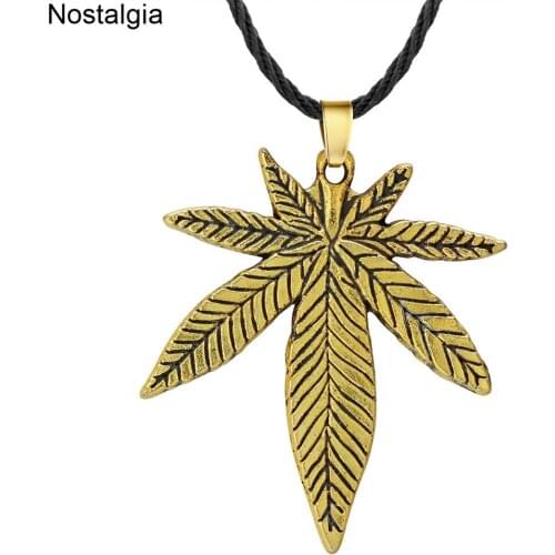 Nostalgia Hemp Fimble Maple Leaf Charm Pendant Bronze Necklace Dainty Vintage Jewelry Collar