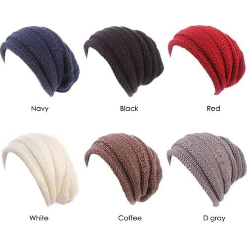NEW women wrinkle slouchy hat knit beanie cap winter ski baggy cap