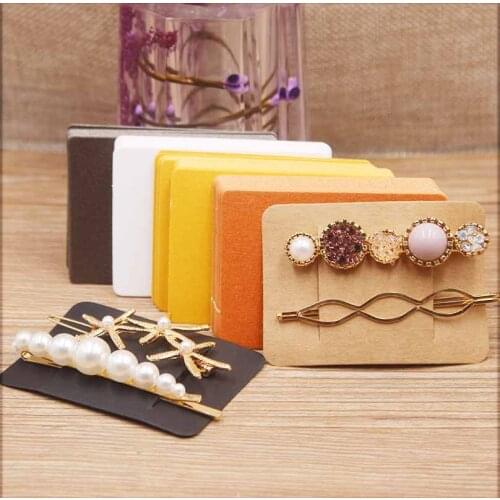 50pc New arrival cute shape kraft pink white jewelry package hair clip card blank color hairpin display card tag