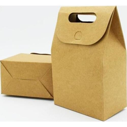 Wedding Party Gift Candy Chocolate Packing Vintage Kraft Boxes With Handle Magictape Kraft Paper Handmade Craft Package Box