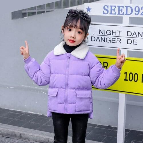 Girls Down Jackets Toddler Boys Winter Clothes Thicken Lapel Fleece Warm Color Coats Snowsuit 2-10 Years Kids Outerwear Clothing