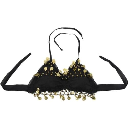 Sexy lace pleated chiffon coin Belly Dance Bra Top Costume
