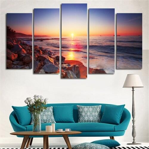 5 Piece Modern Wall Art Canvas Stone Is Land Tableau Print Painting Decorative Picture For Home Decor Unframed Panel Art Canvas