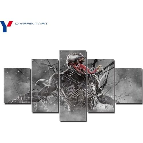 Venom Comics 5 Pcs/set Modern Wall Art Canvas Modular Picture for Kids Room A0395