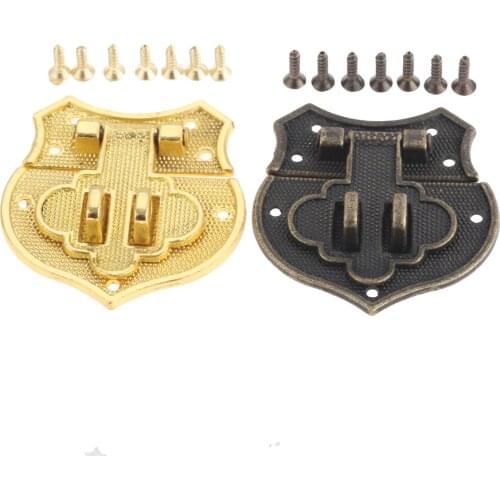 40x40mm Vintage Box Latch Clasp Heart Buckle Hasp Wooden Wine Box With Lock Buckle Antique Padlock Hardware