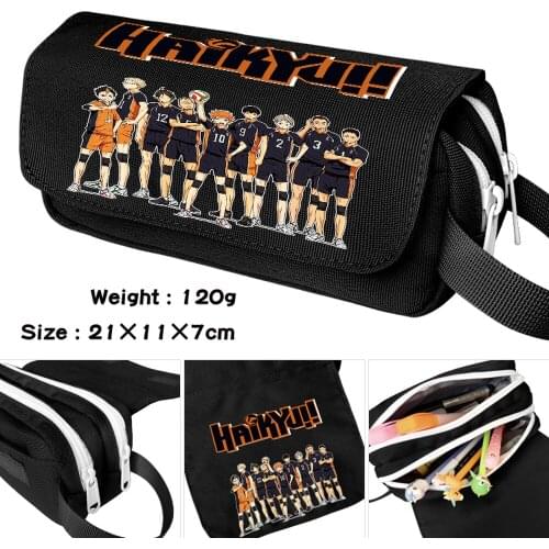 Anime Haikyuu Cartoon Waterproof Pencil Case Student Casual MakeUp Bag Boy Girl Zipper Pen Bag Cosmetic Bag Stationery