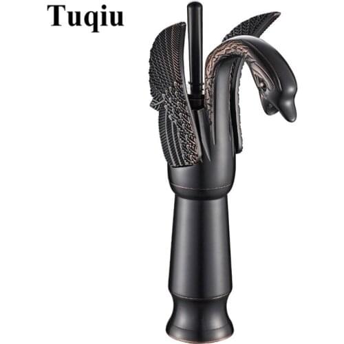 Vidric Tall Brass Basin Faucet chrome/gold/black oil brushed/antique Swan Faucet Gold Plated Wash Basin Faucet Hotel Copper Gold