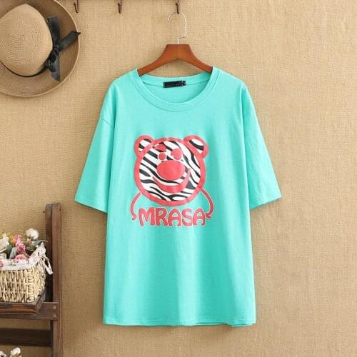 Plus Size t Shirts O-Neck Knitted Cotton Print Pattern Tops Looser Leisure Short Sleeves Large Size For Fatwomen Ladies Summer