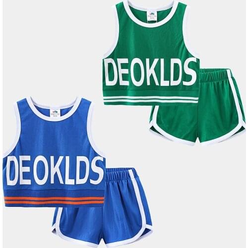 2021 2pcs Summer Baby Boys Children Casual Thin Suit Tops + Short Boys Clothes Kids Clothes sets 2-8