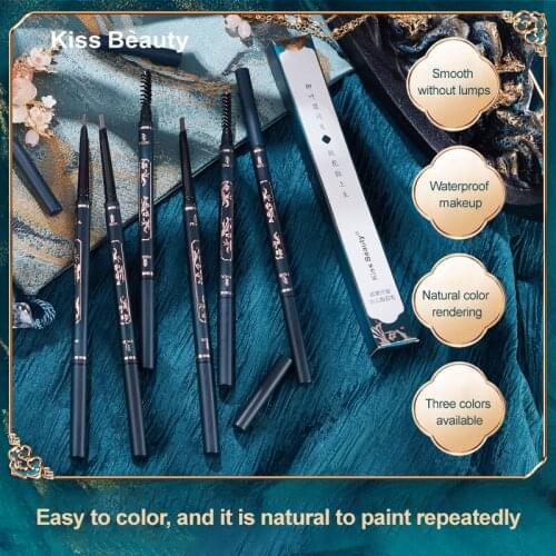 3 Colors Extremely Fine Eyebrow Pencil Dark Brown Natural Gray Long-lasting Waterproof Sweatproof Eyebrow Pen Makeup Tool TSLM2