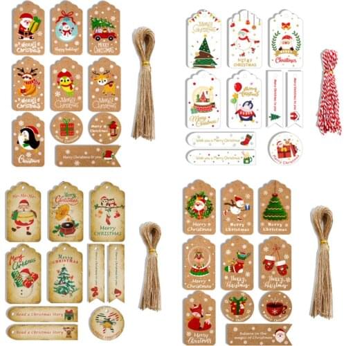 50PCs Paper Christmas Jewelry Gift Flower Wrapping Packaging Hang Tags Wedding Birthday Party Candy Boxes Jewelry Gift Labels