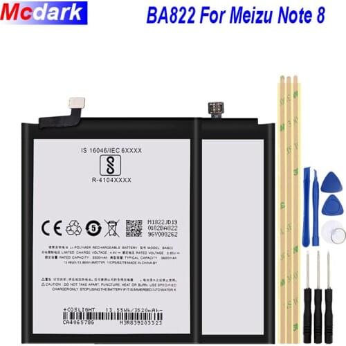 3600mAh BA822 For Meizu Note 8 Battery Batterie Bateria High Quality Replacement phone Battery For Meizu Note 8+Gift tools