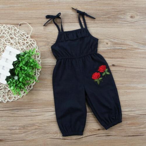 Free shipping Toddler Kids Baby Girls Strap Flowers Romper Jumpsuit Playsuit Outfit