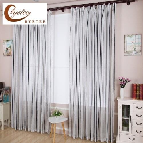 [byetee] Chenille Window Striped Modern Curtain Fabric Bedroom Kitchen Door Curtains For Living Room Shading Drapes Blackout