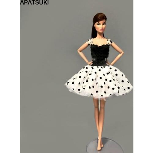 Black White Polka Tutu Dress For Barbie Doll Outfits Clothes Party Dresses Clothes For Barbie Dollhouse 1/6 Dolls Accessories