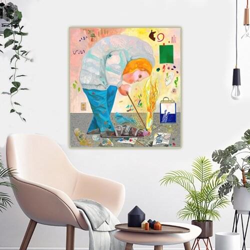 Citon Dana Schutz《Shoe Fire》Canvas Art Oil Painting Artwork Poster Picture Wall Hanging Decor Home Living Room Decoration