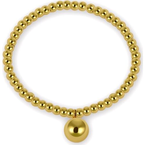 Simple Casual Gold Silver Color Charm Stretch Strand Bracelet & Bangle Women Party Stainless Steel Ball Beaded Bracelets