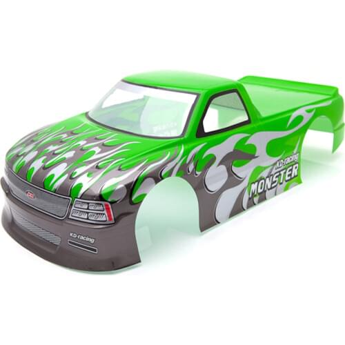 For 1/10 RC Car Venom T-10 PVC Painted Body Shell 1/10 RC Car Pick Up Truck Width 205Mm Wheelbase 255Mm,Green