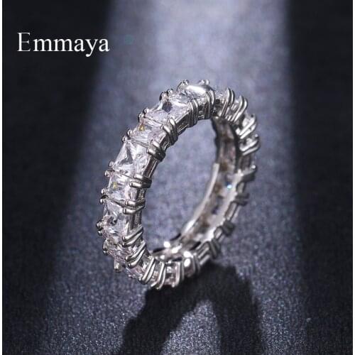 Emmaya Classical Modelling Popular Party Dress Up Square AAA Zirconia Ring Silver Plated For Female And Girls Simplicity Gift