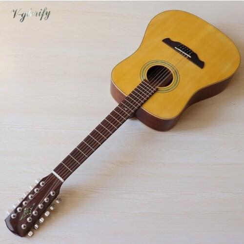 Western guitar 12 string full solid wood acoustic electric guitar 41 inch high gloss full size acoustic guitar natural color