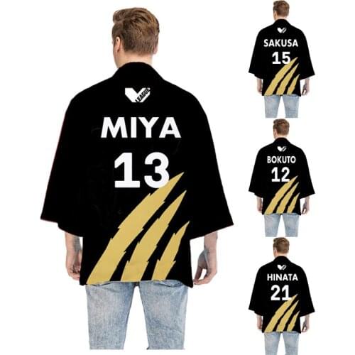 Haikyuu!! MSBY Cosplay Costume Black Jackals High School Printing Coats Hinata Shoyo Kotaru Bokuto Kimono Volley Ball Team Tops