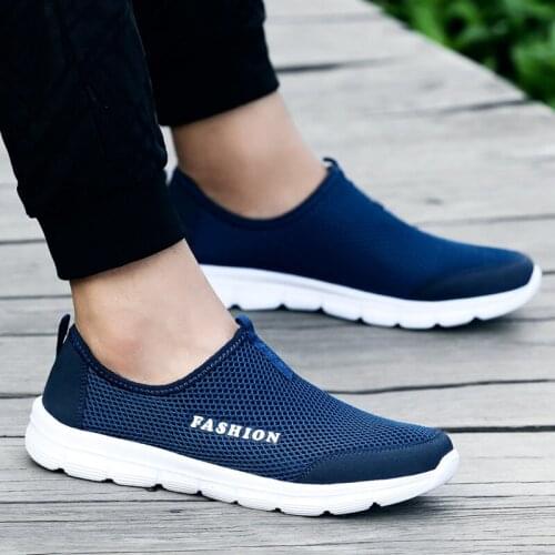 Men Sneakers Men Casual Shoes Brand Male Mesh Flats Plus Size 36-47 Loafers Tennis Masculino Breathable Slip On Summer Footwear