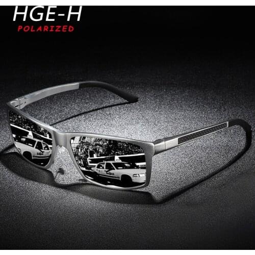 HGR-H Aluminium Magnesium Polarized Sunglasses Men High Quality Spring Hinge Square Sun Glasses Male Lightweight Gafas KD173