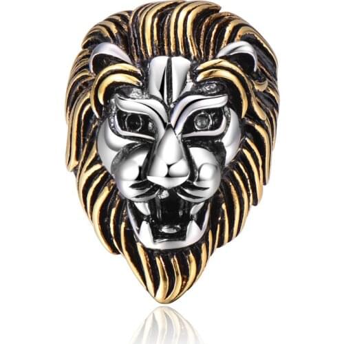 Punk Mens Titanium Steel Gold Color Biker Ring Vintage Rock Style Stainless Steel Jewelry Christmas Gift drop shipping