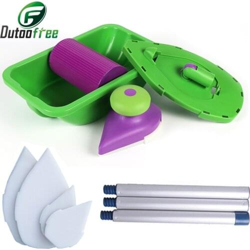 Point And Paint Roller and Tray Set Household Painting Brush Decorative Tool with 3PCSPaint Sticks+ 4PCS Sponge