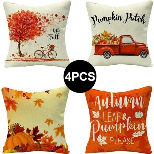 4PCS Pillowcase Set Beautiful Thanksgiving Autumn Maple Leaves Cushion Covers Sofa Home Decor Throw Pillowcase