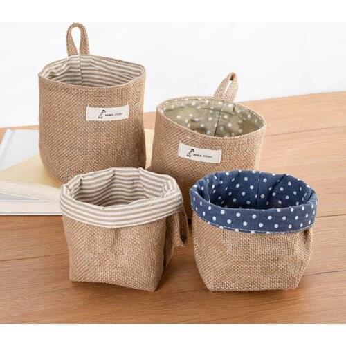 Desktop storage bucket Hanging Storage Bag flower pot storage basket Home Office Organizer Flower Pot Small Sack