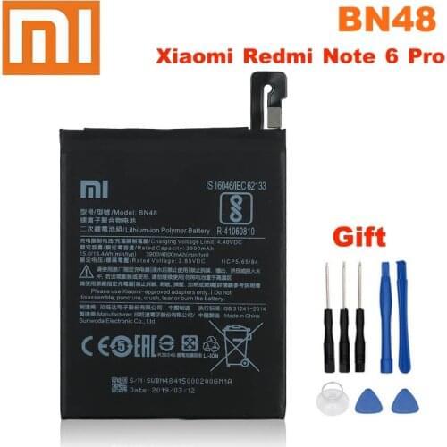Original Replacement Battery For Xiaomi Redmi Note 6 Pro Note6 Pro BN48 Genuine Phone Battery 4000mAh