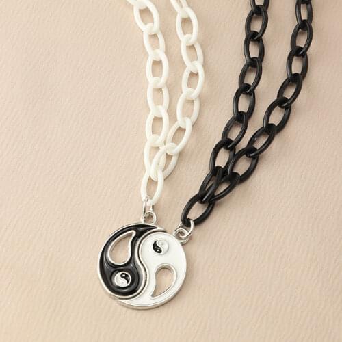 Punk Tai Chi Pendant Couple Necklaces For Women Men Lovers Best Friend Hip Hop Link Chain Yin Yang Necklace Fashion Jewelry Gift