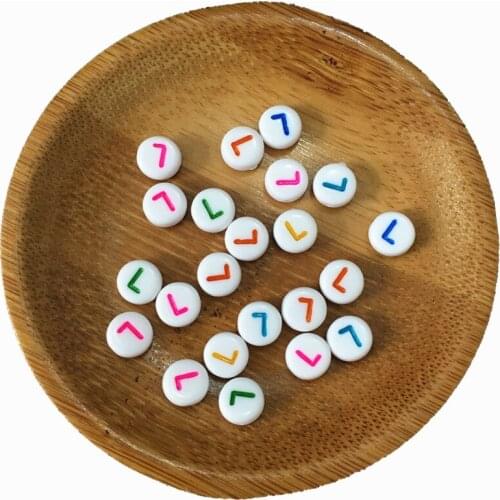 High Quality 4*7MM Flat Round Coin Shape Acrylic Alphabet Beads Single Colorful Initial L Printing Plastci Letter Spacer Beading