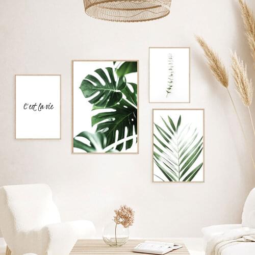 Tropical Leaf Print Posters Monstera Leaf Palm Canvas Painting Green Leaves Wall Art Living Room Decoration Pictures on the Wall