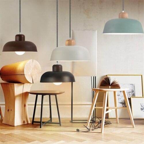 Simple Loft Style Single Droplight Modern LED Pendant Light Fixtures Japanese Wood Iron Hanging Lamp Deco Indoor Lighting