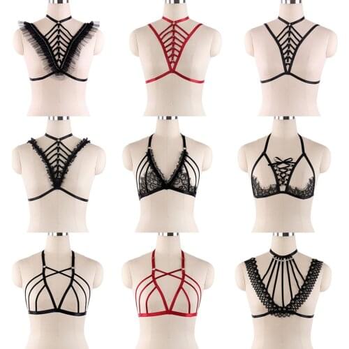 Sexy Black Body Harness Belt Women Sexy Crop Tops Bondage Harness Lingerie Harajuku Body Cage Bondage Bra Fetish Wear Harness