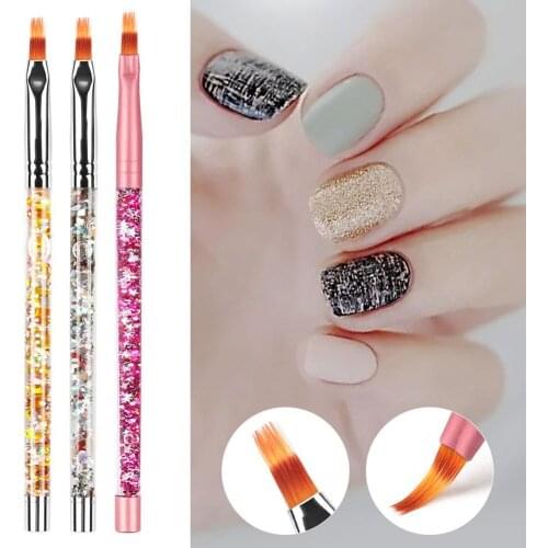 Nail Art Brush Cleaning Brush Remove Dust Powder Nail Brush Reusable Flat Head Nylon DIY Design Nail Drawing Brush for Beauty