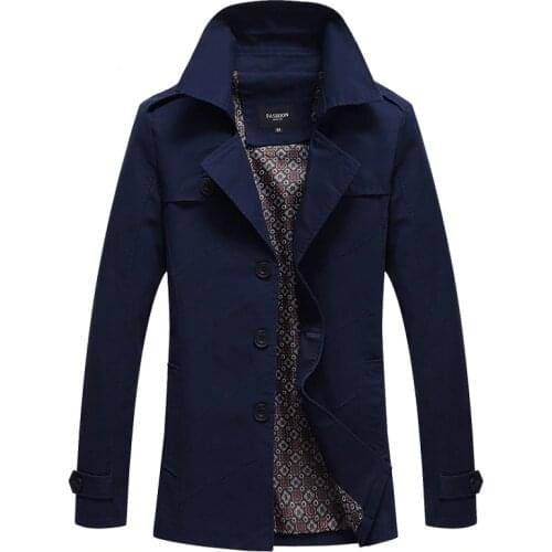 Men Mens Trench Coat Trenchcoat Masculina Windbreaker Outwear Cotton Fabric Spring Autumn Male Overcoat Long Jacket Coat