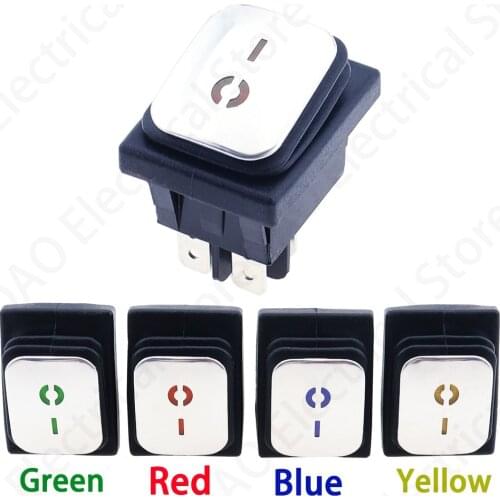 KCD4 stainless steel waterproof rocker switch ON-OFF4/4Pin electrical equipment switch with LED power supply 16A 250V/20A 125VAC