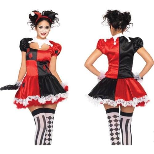 TPRPCO Adult Funny Cosplay Womens Fancy Dress Clown Circus Party Gown Cosplay Joker Clothing Halloween