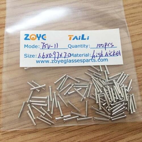 ZOYE eyeglass rivets metal pins for hinges or temples high nickel TSV-11 1.0mm diameter 7.0mm shaft length 100 pieces pack