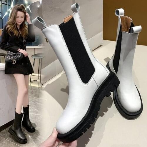 Women Short Boots Fashion Platform Pu Leather Thick Heel Winter Shoe Woman Warm Elastic Casual Lady Womens platform shoes