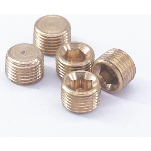 1/8" BSPP male Thread Brass Pipe Countersunk Plug Internal hex head socket Allen Head Pipe fittings