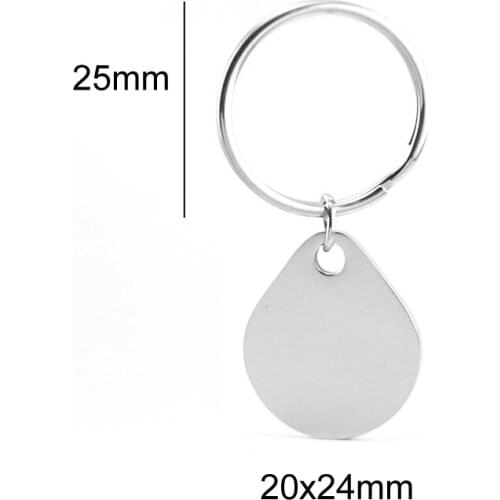 10pcs water drop Keychain Pet ID name Key tag stainless steel mirror polish high quality silver/gold color Pendant charms