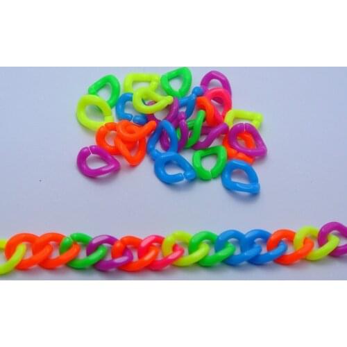 100 Mixed Color Acrylic Square link Ring Chain For Necklace Bracelet