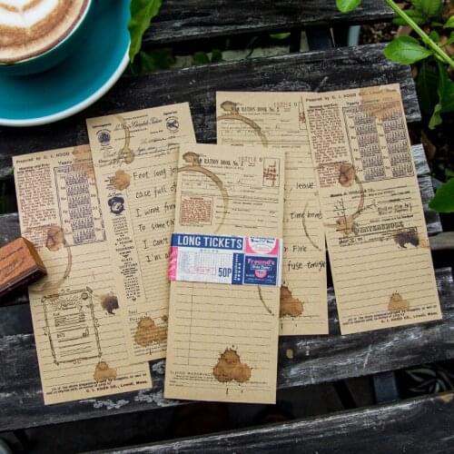 50 sheets Creative Vintage Tickets writing paper Material Paper tear-out Memo Pads English Paper Loose Leaf Paper Notes