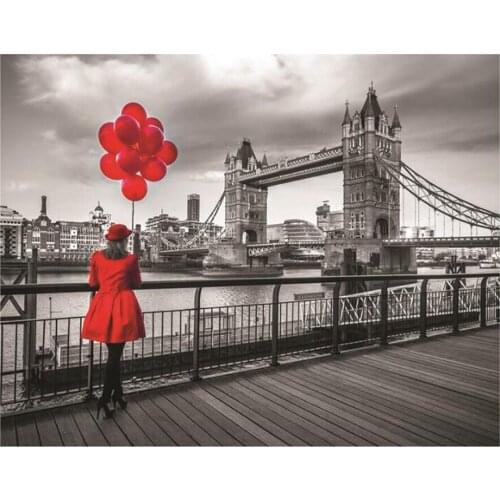 Diy Diamond Embroidery 5D Diamond Painting London Cross Stitch Mosaic Full Square Rhinestones city woman Natural scenery YG704