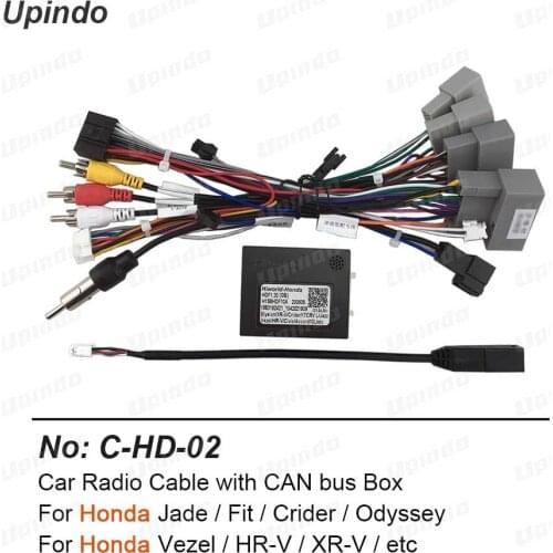 Car Radio Cable with CAN-Bus Adapter for Honda Jade Fit Crider Odyssey Vezel HR-V XR-V CD Player Power Wiring Harness Connector