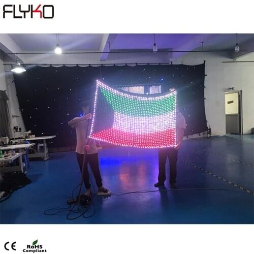 Free shipping fireproof cloth wedding decoration P30mm 3 in 1 full color LED video curtain vision flag